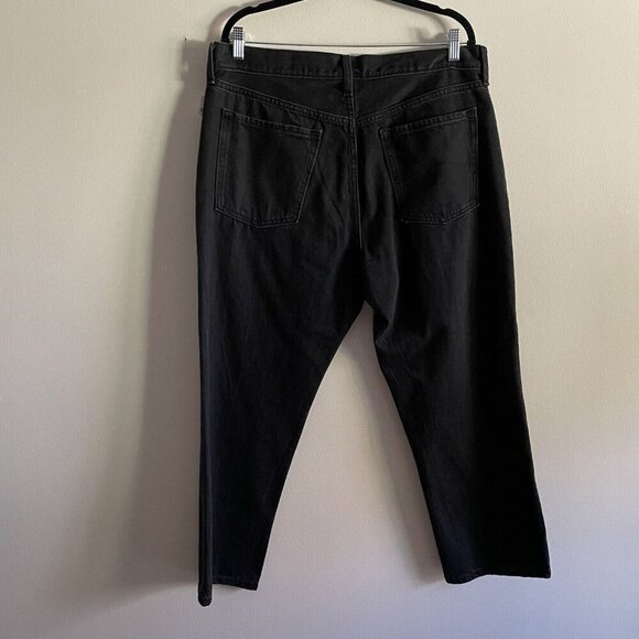 Old Navy Wmn 14 Black Distressed Button Fly High-Rise Slouchy Straight Jean NWT - Picture 8 of 11